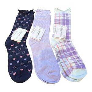 Cuddl Duds Comfort Code Socks Lot Of 3 Crew Socks Size 4-10 Plush Fill Purple